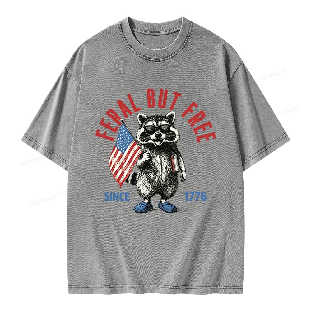 Pagewings Feral But Free Unisex Washed T-shirt