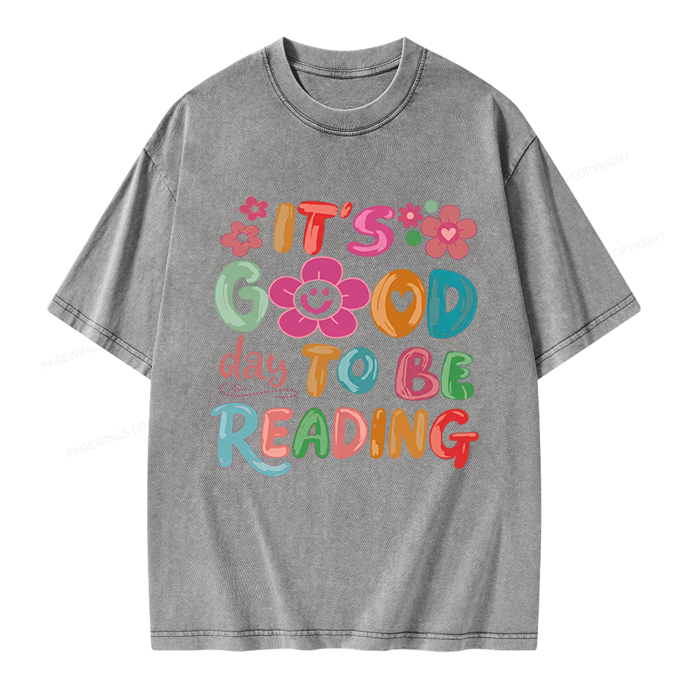 Pagewings It's a Good Day To Be Reading Unisex Washed T-shirt
