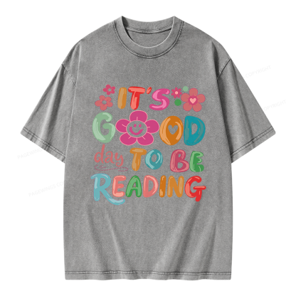Pagewings It's a Good Day To Be Reading Unisex Washed T-shirt