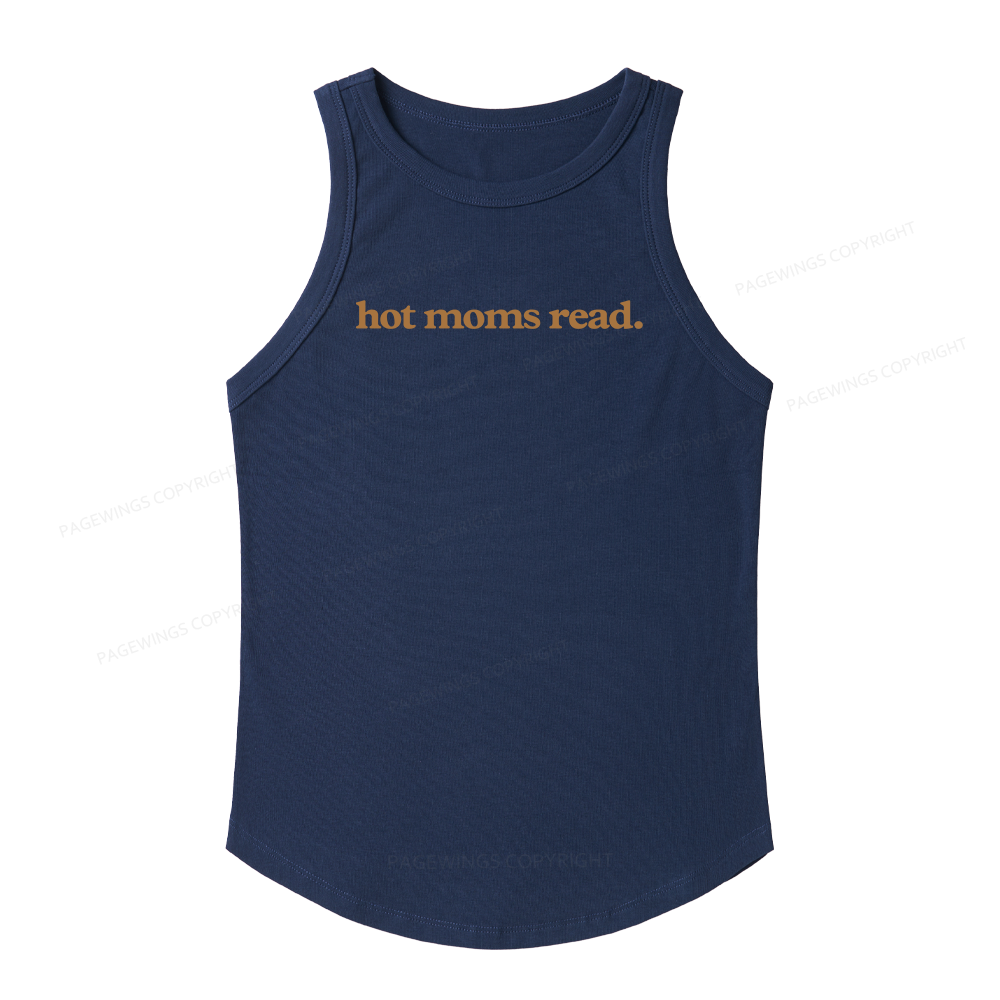 Pagewings Slim Fit Hot Moms Read Women's Fitted Tank Top 