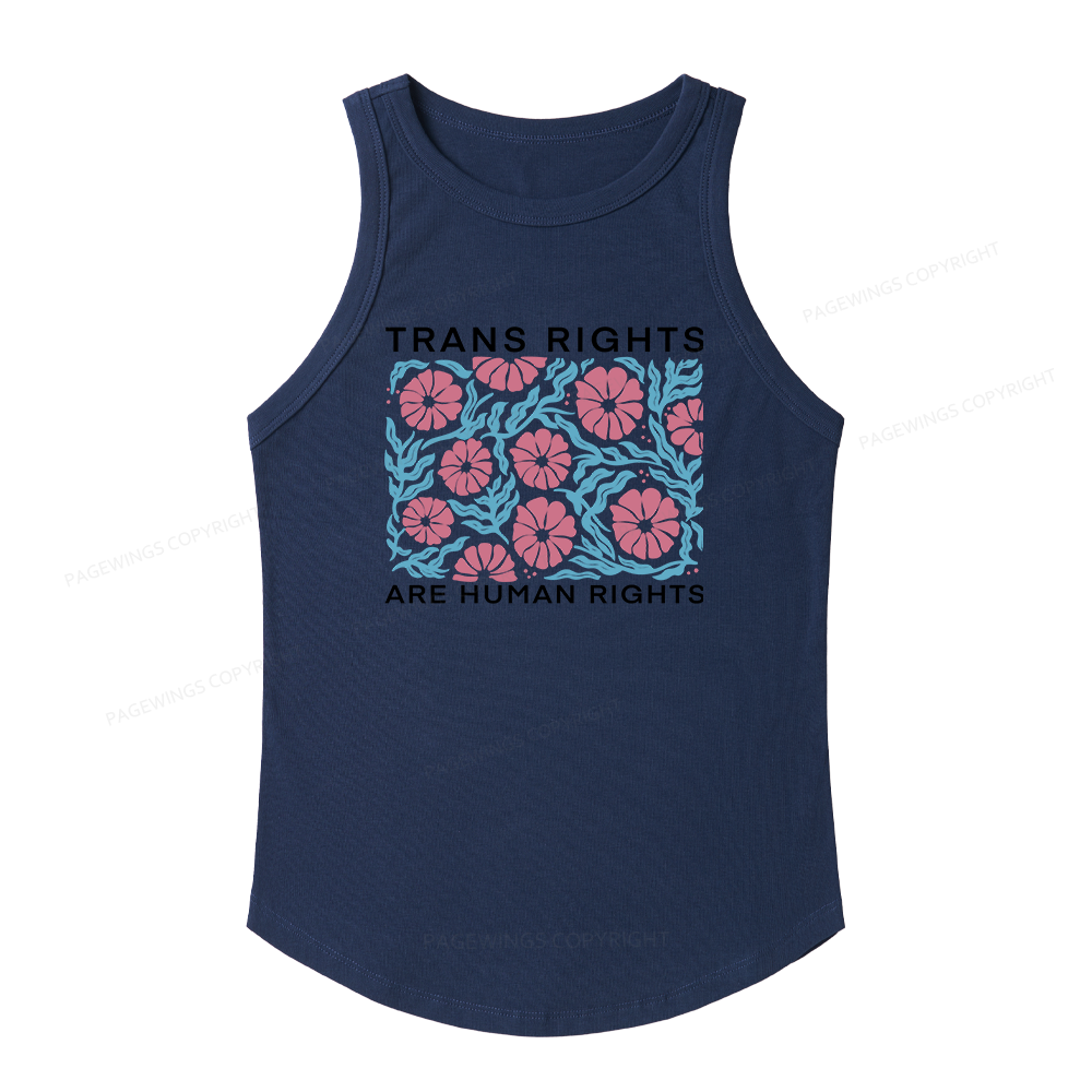 Pagewings Slim Fit Trans Rights Are Human Rights Women's Fitted Tank Top 