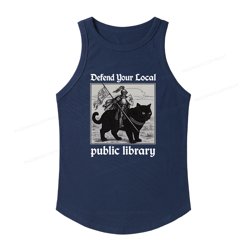 Pagewings Slim Fit Defend Your Local public library Women's Fitted Tank Top 