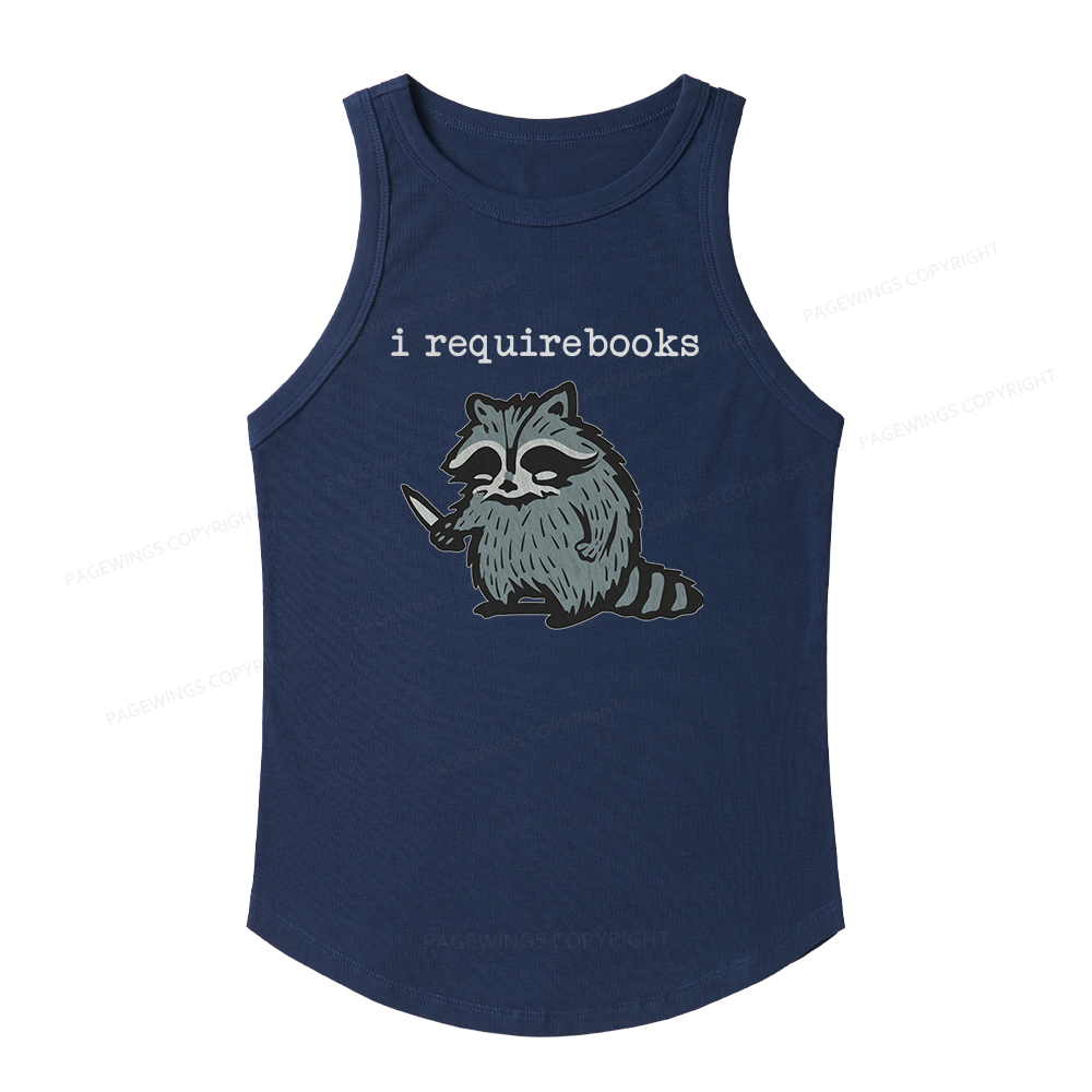 Pagewings Slim Fit I Require Books Women's Fitted Tank Top 