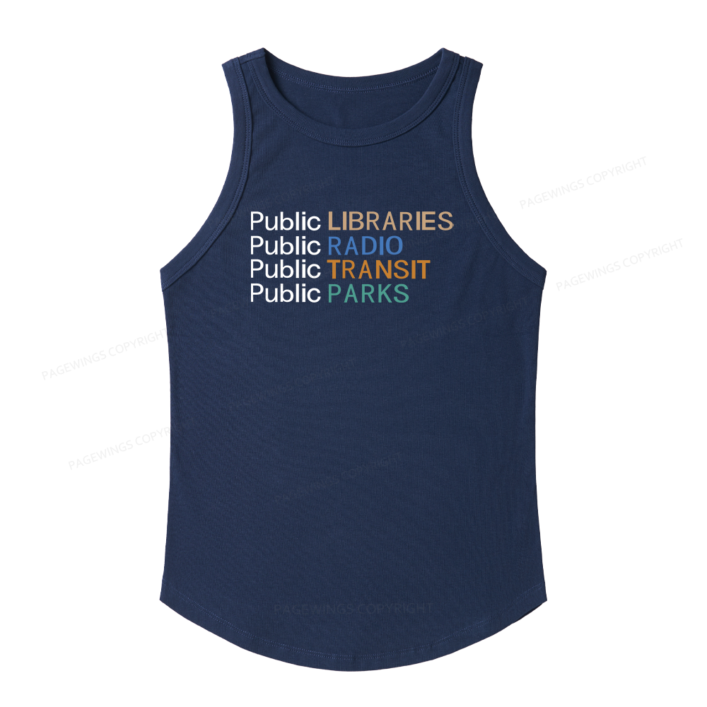 Pagewings Slim Public Libraries Radio Transit Parks Women's Fitted Tank Top