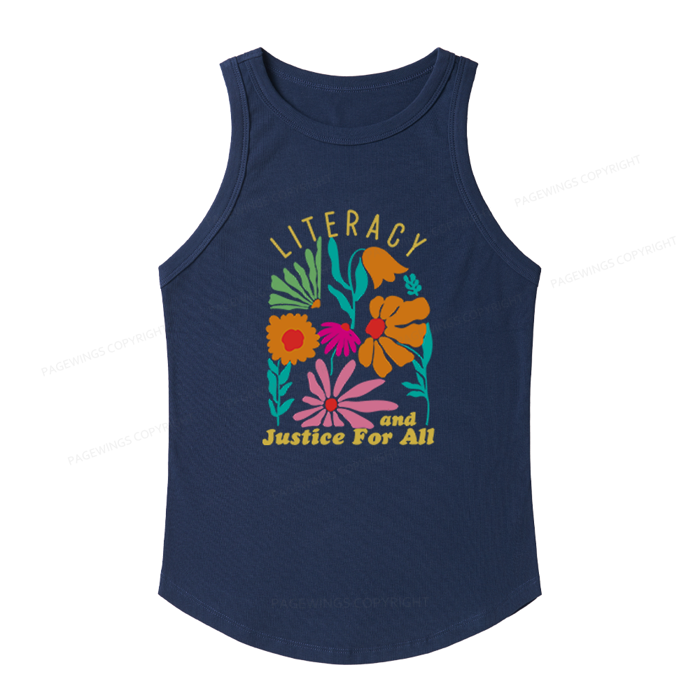 Pagewings Slim Fit Literacy and Justice for All Women's Fitted Tank Top