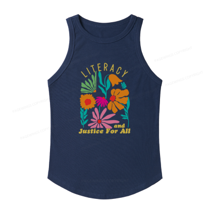 Pagewings Slim Fit Literacy and Justice for All Women's Fitted Tank Top
