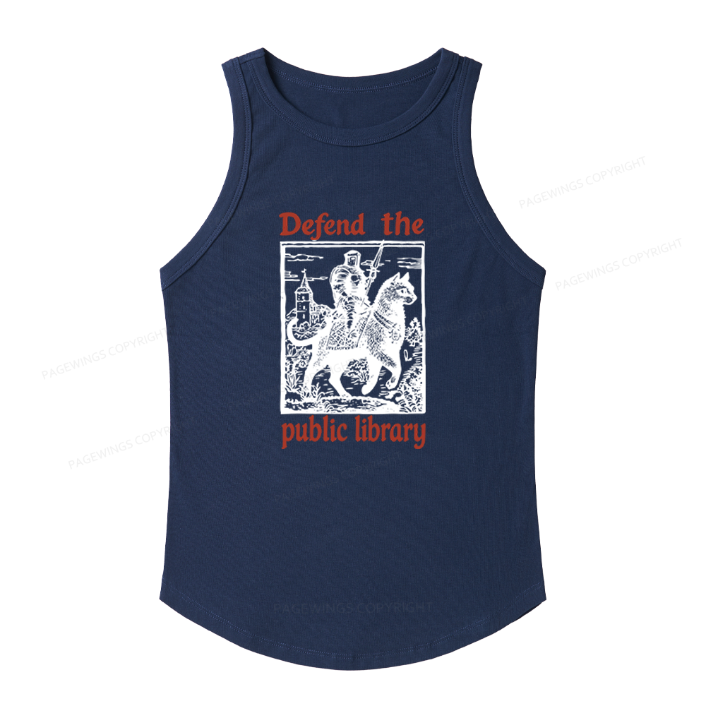 Pagewings Slim Fit Defend the Public Library Women's Fitted Tank Top