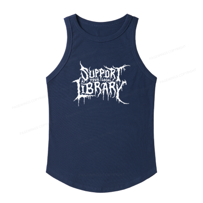 Pagewings Slim Fit Support Your Local Library Women's Fitted Tank Top