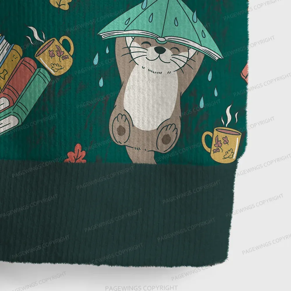 Pagewings Otter Loves Reading Unisex V-Neck Ugly Knit Vest