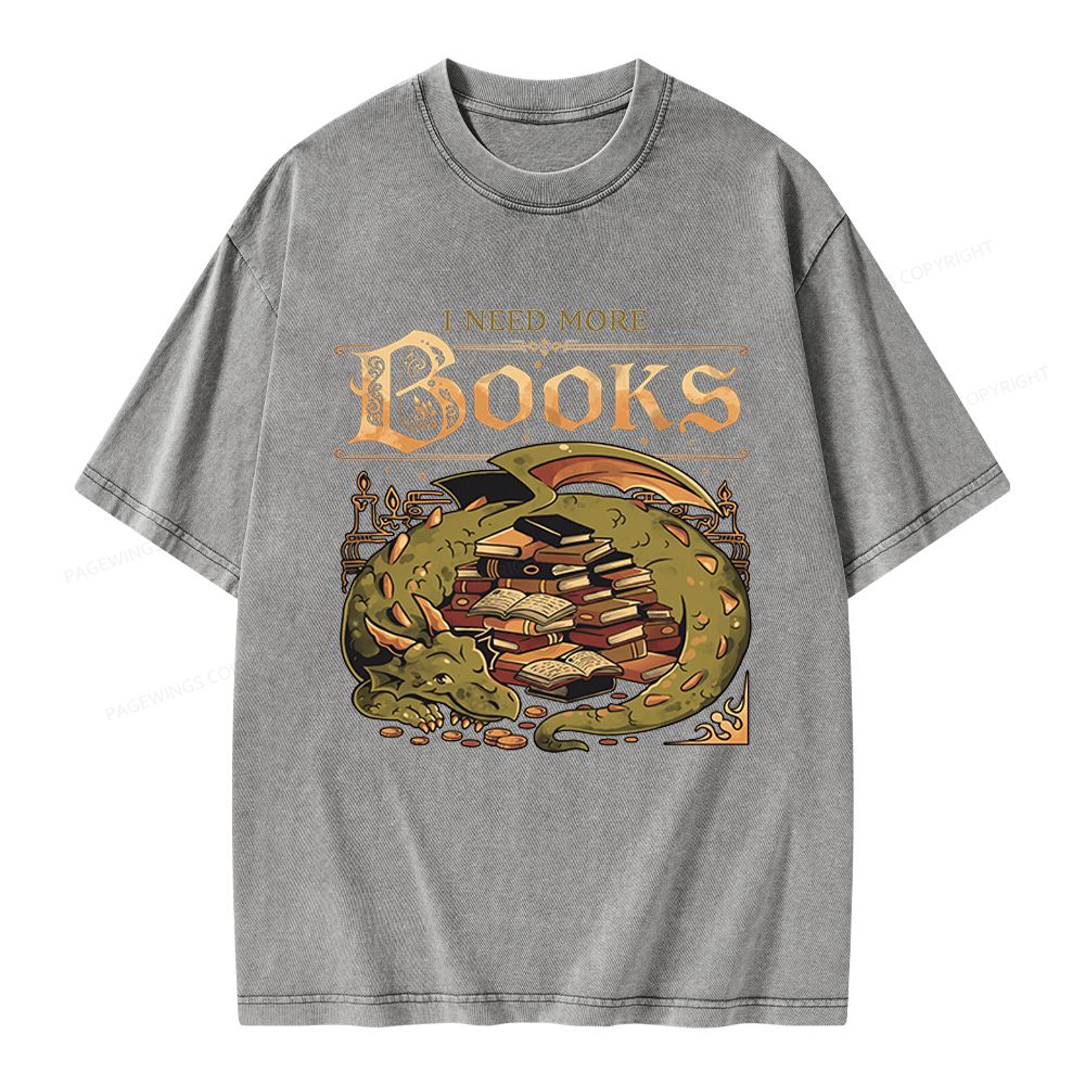 Pagewings I Need More Books Unisex Washed T-shirt
