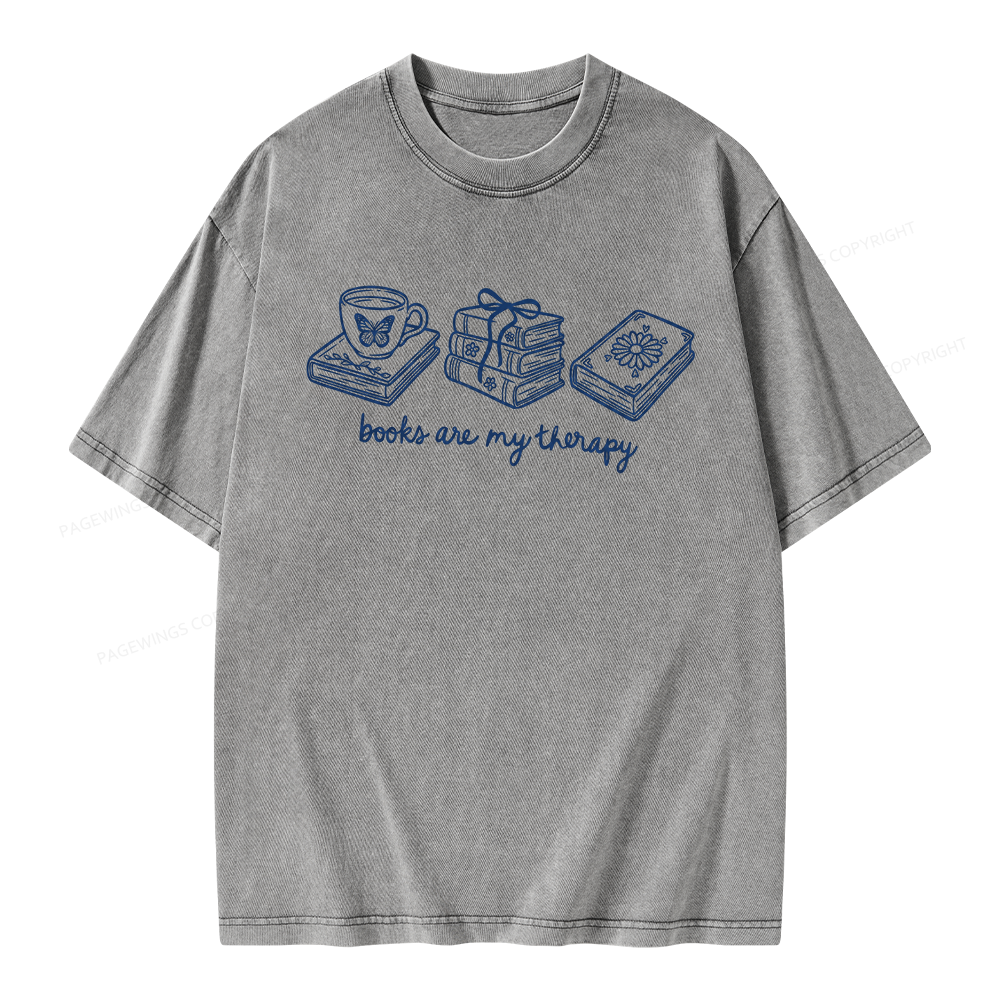 Pagewings Books Are My Therapy Unisex Washed T-shirt