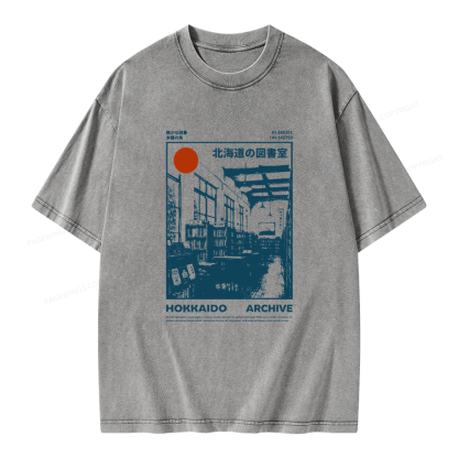 Pagewings Japanese Library Unisex Washed T-shirt