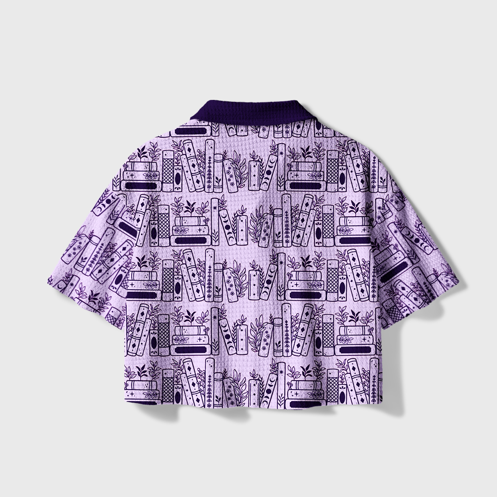 Pagewings Fully Booked Camp Collar Boxy Fit Unisex Crochet Shirt