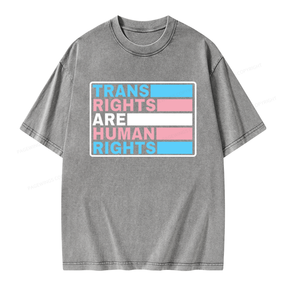 Pagewings Trans Rights Are Human Rights Unisex Washed T-shirt