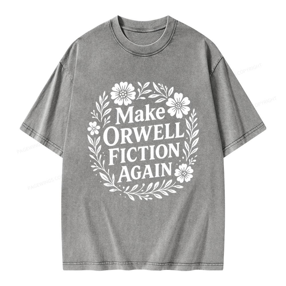 Pagewings Make Orwell Fiction Again Unisex Washed T-shirt