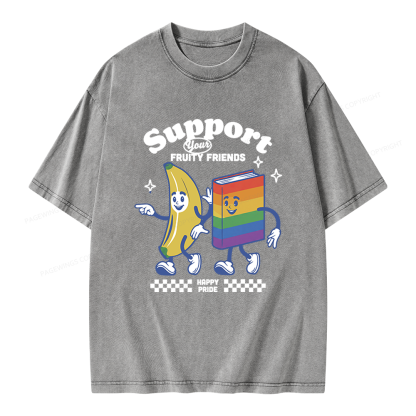 Pagewings Fruity Friends Unisex Washed T-shirt