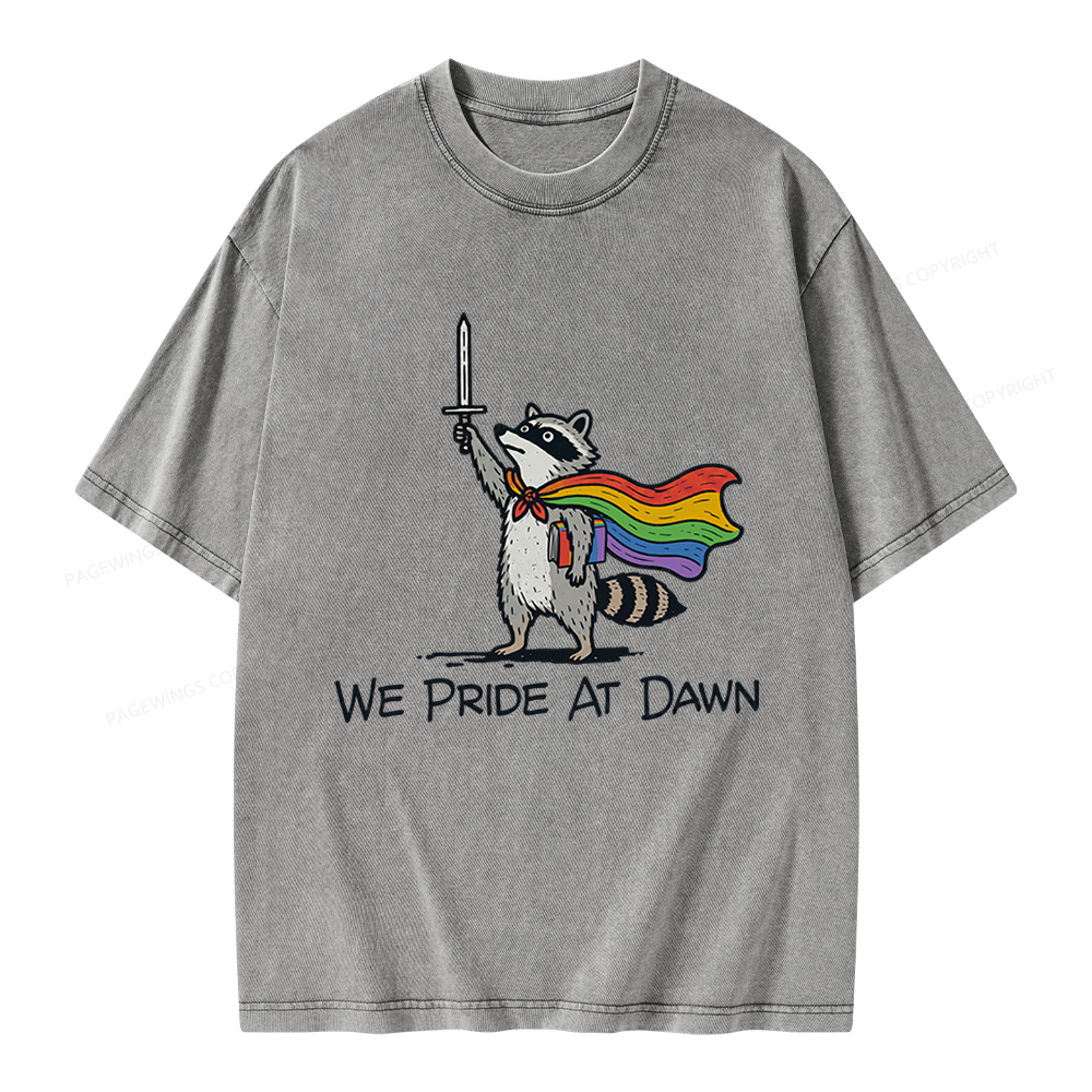 Pagewings We Pride At Dawn Unisex Washed T-shirt