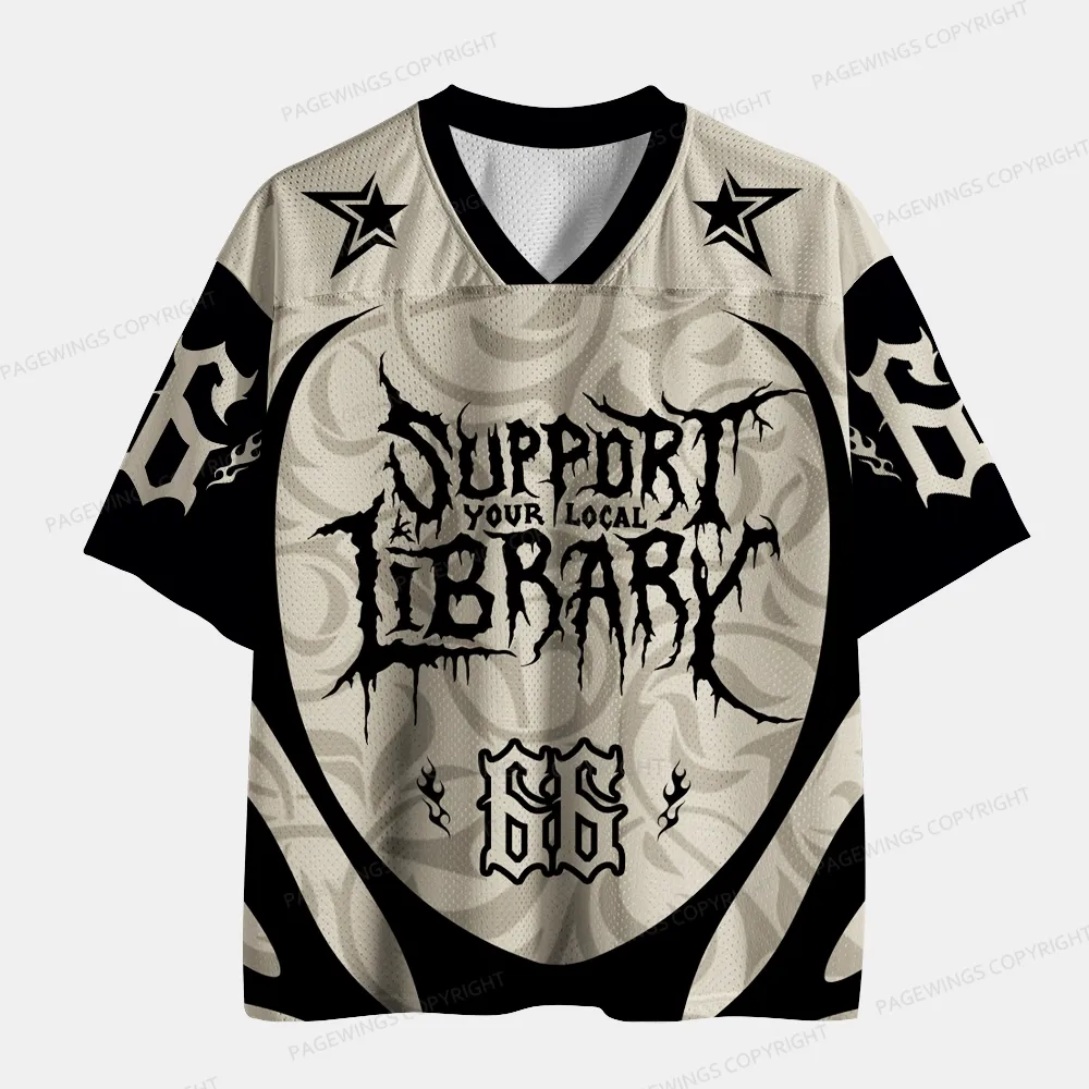 Pagewings Support Your Local Library Unisex Mesh Jersey