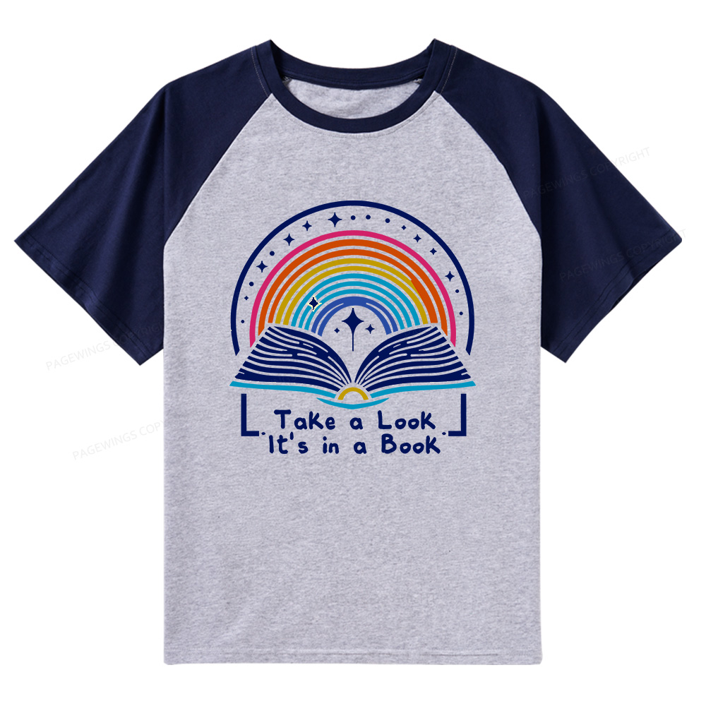 Pagewings Take A Look It's In A Book Raglan T-shirt