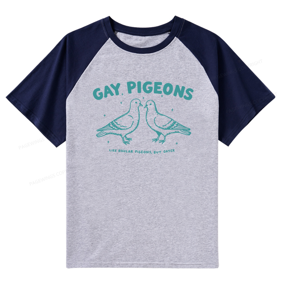 Pagewings Gay Pigeons Raglan T-shirt