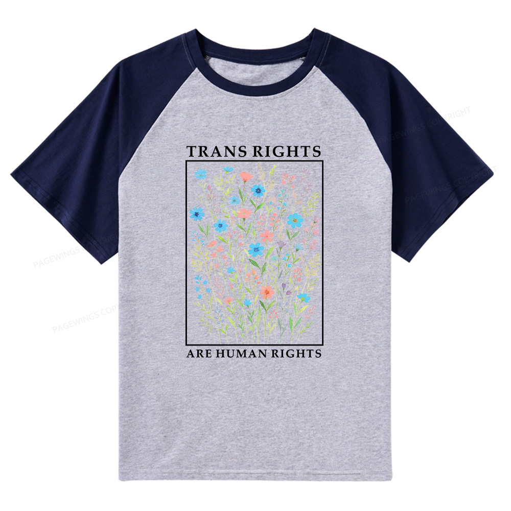 Pagewings Trans Rights Are Human Rights Raglan T-shirt