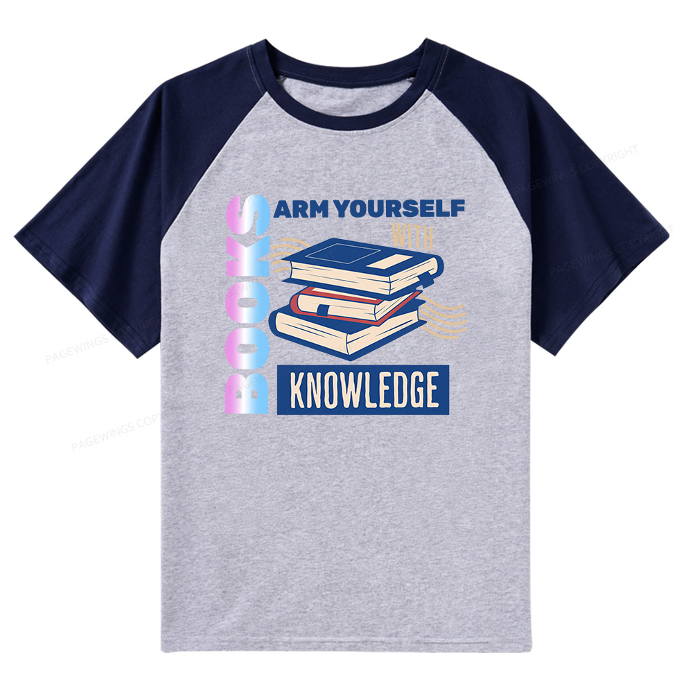 Pagewings Arm Yourself With Knowledge Raglan T-shirt