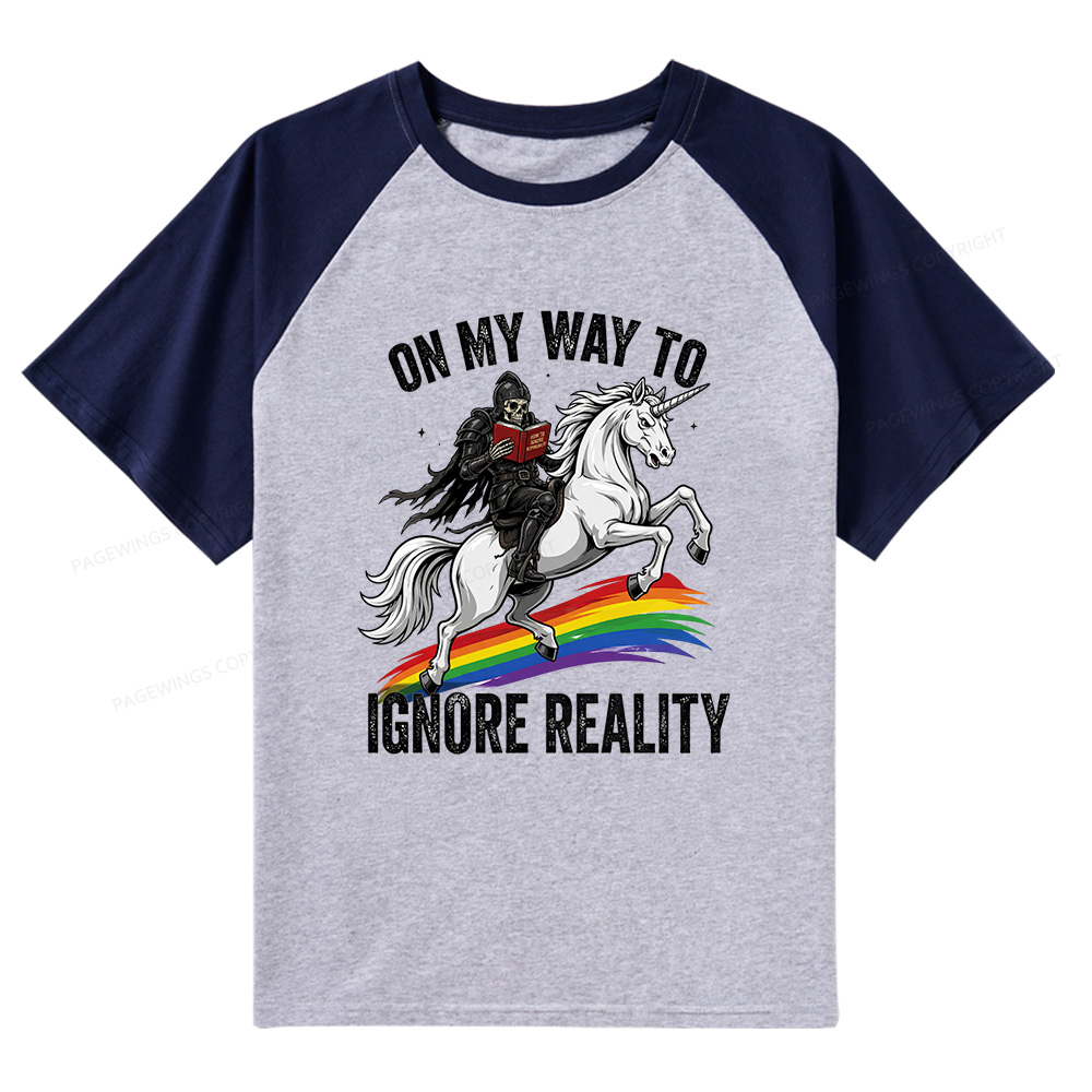Pagewings On My Way To Ignore Reality Raglan T-shirt