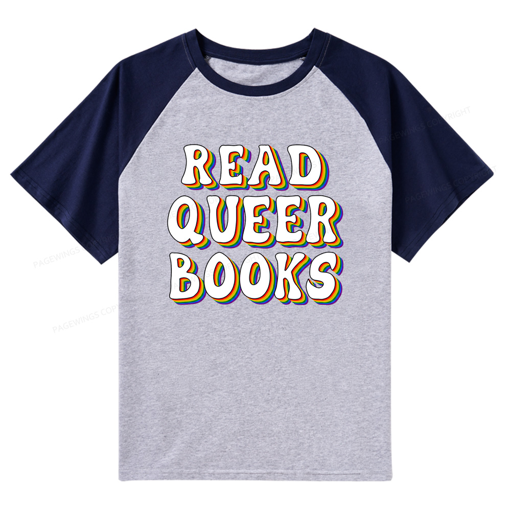 Pagewings Read Queer Books Raglan T-shirt