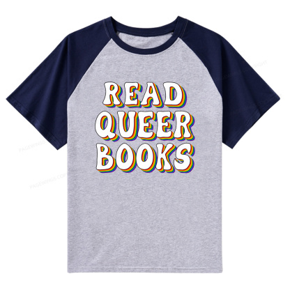 Pagewings Read Queer Books Raglan T-shirt