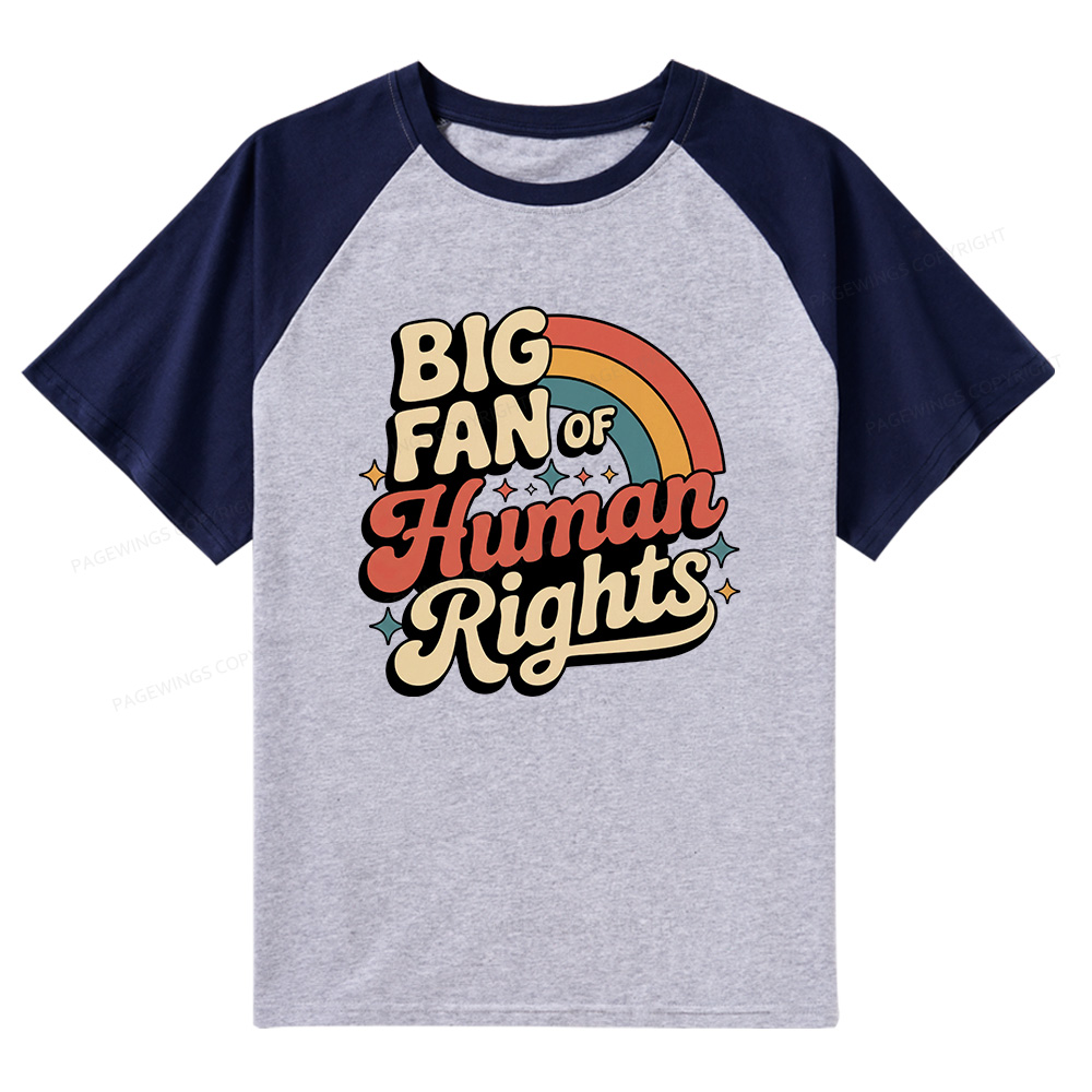 Pagewings Big Fan of Human Rights Raglan T-shirt