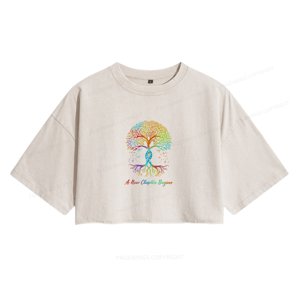 Pagewings A New Chapter Begins Women's Washed Cropped T-shirt