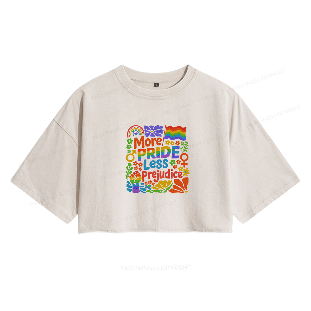 Pagewings More Pride Less Prejudice Women's Washed Cropped T-shirt
