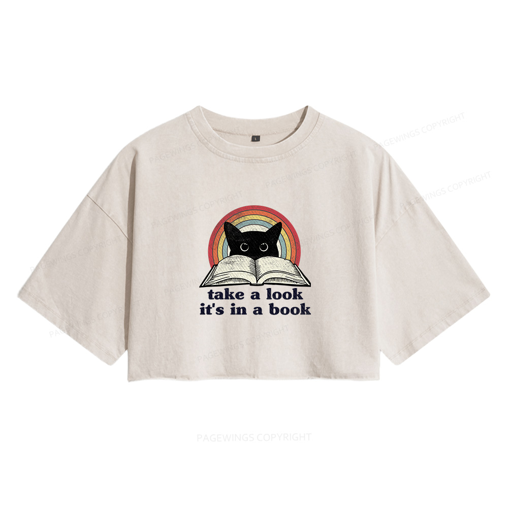 Pagewings Take A Look Its In A Book Women's Washed Cropped T-shirt