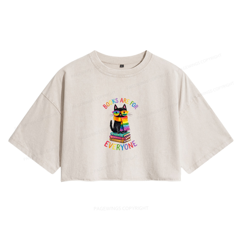 Pagewings Books Are For Everyone Women's Washed Cropped T-shirt