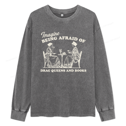Pagewings Drag Queens Unisex Washed Long Sleeve T-shirt