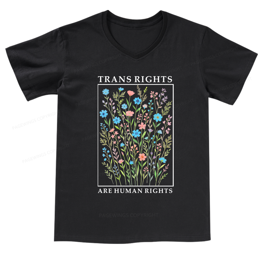 Pagewings Trans Rights Are Human Rights V-neck T-shirt
