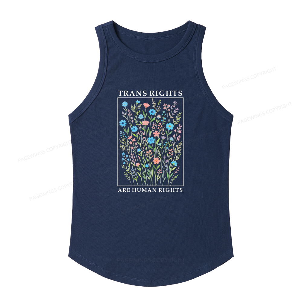 Pagewings Slim Fit Trans Rights Are Human Rights Women's Fitted Tank Top 