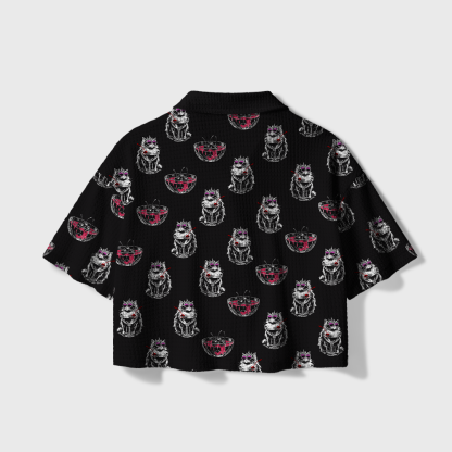 Pagewings Sci Fi Reader Camp Collar Boxy Fit Unisex Crochet Shirt
