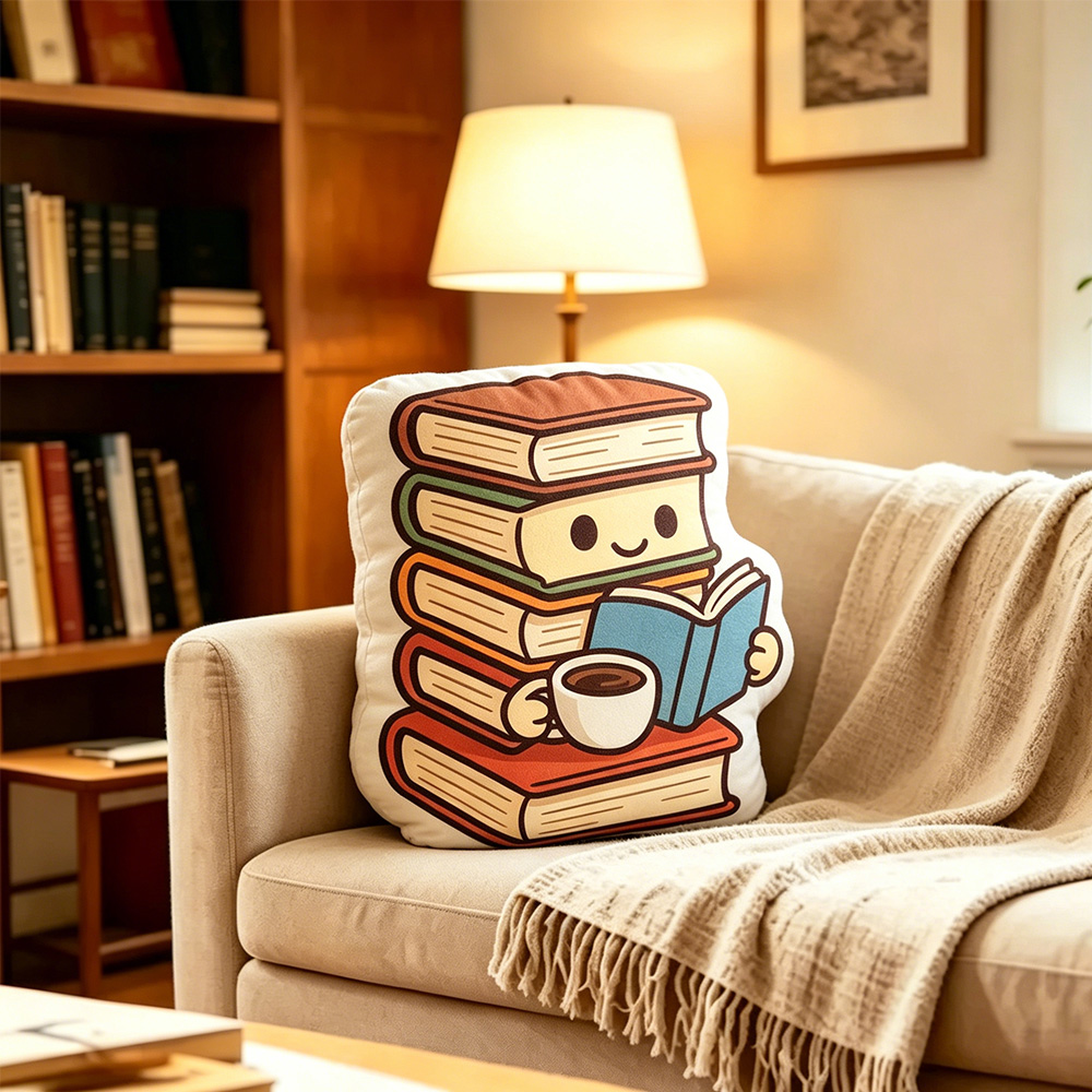 Pagewings Book Lover Shaped Throw Pillow