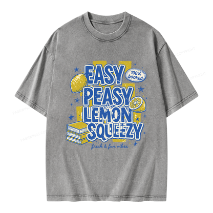 Pagewings Easy Peasy Lemon Squeezy Unisex Washed T-shirt