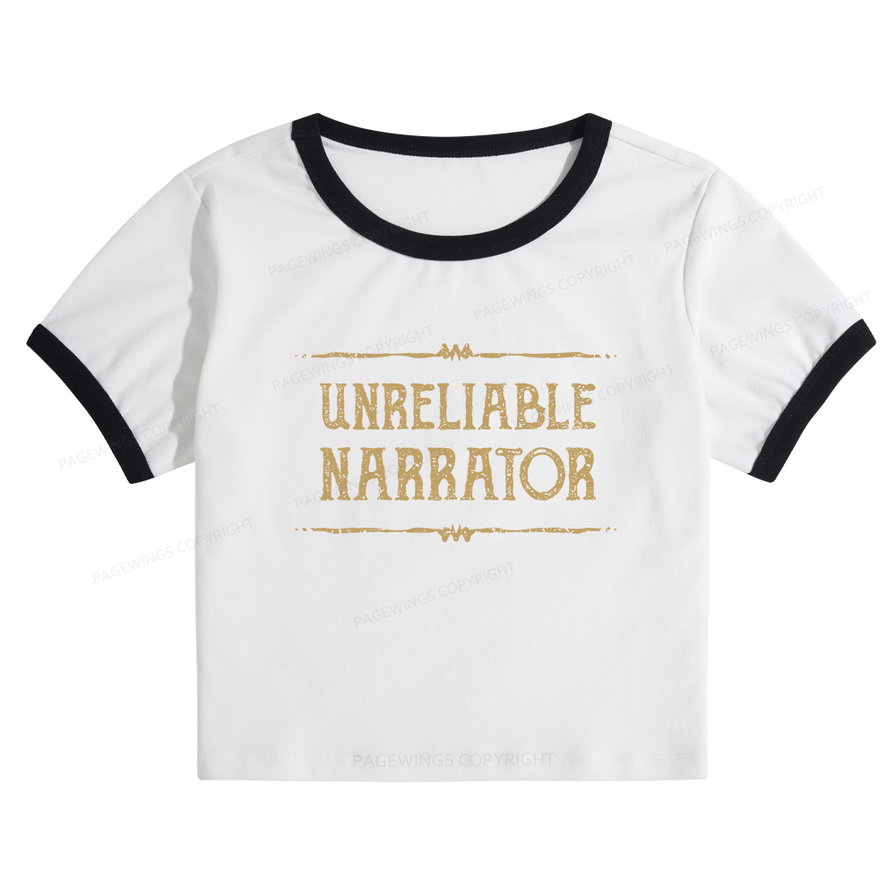 Pagewings Unreliable Narrator Baby Tee Cropped Ringer T-Shirt