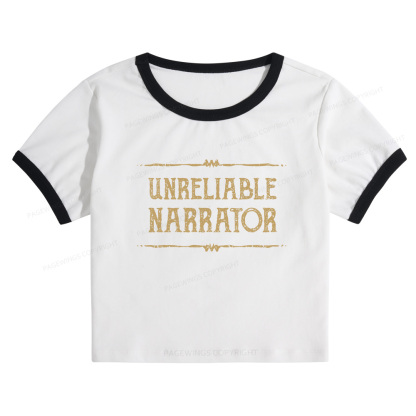 Pagewings Unreliable Narrator Baby Tee Cropped Ringer T-Shirt