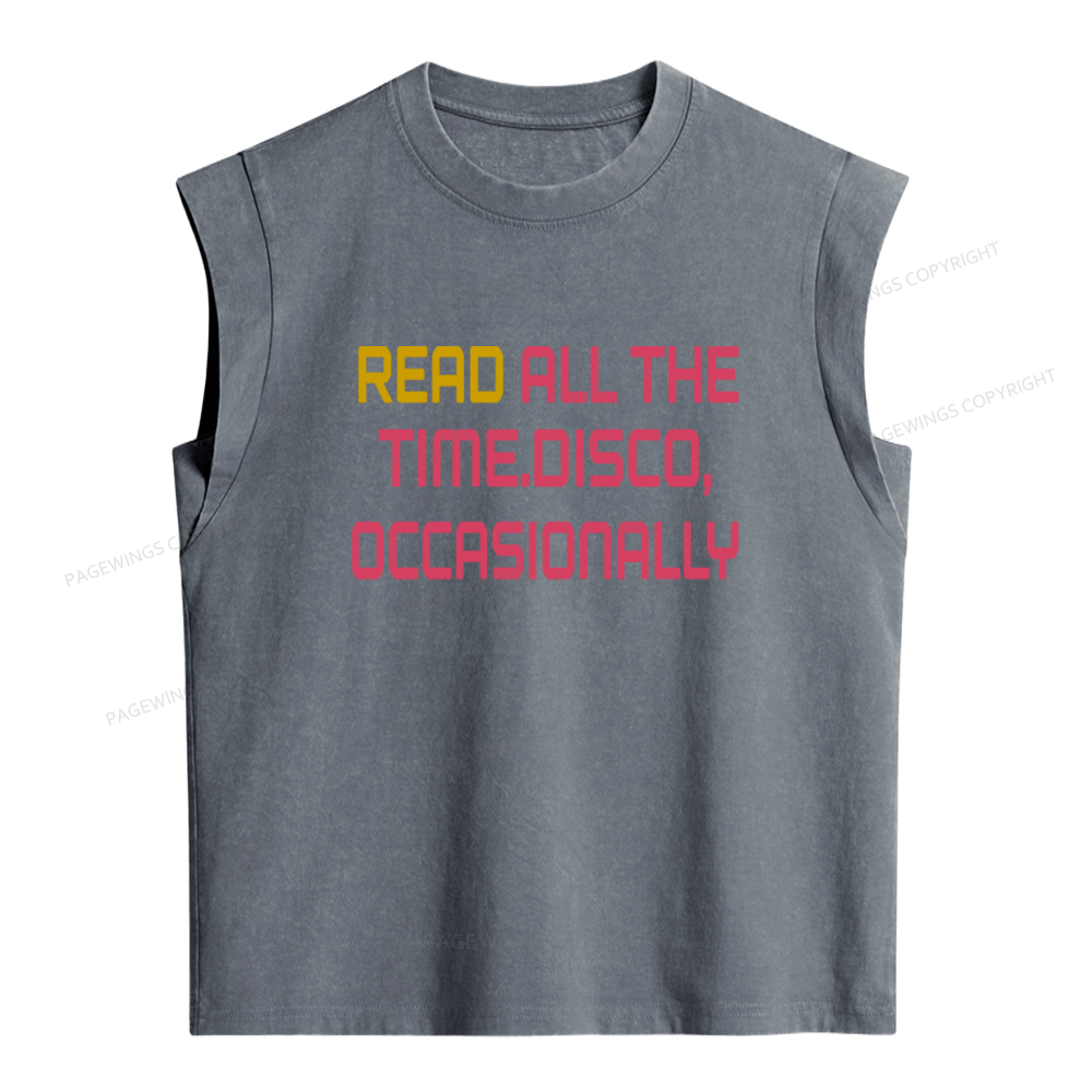Pagewings Read All The Time Disco Occasionally Women's Washed Tank Top