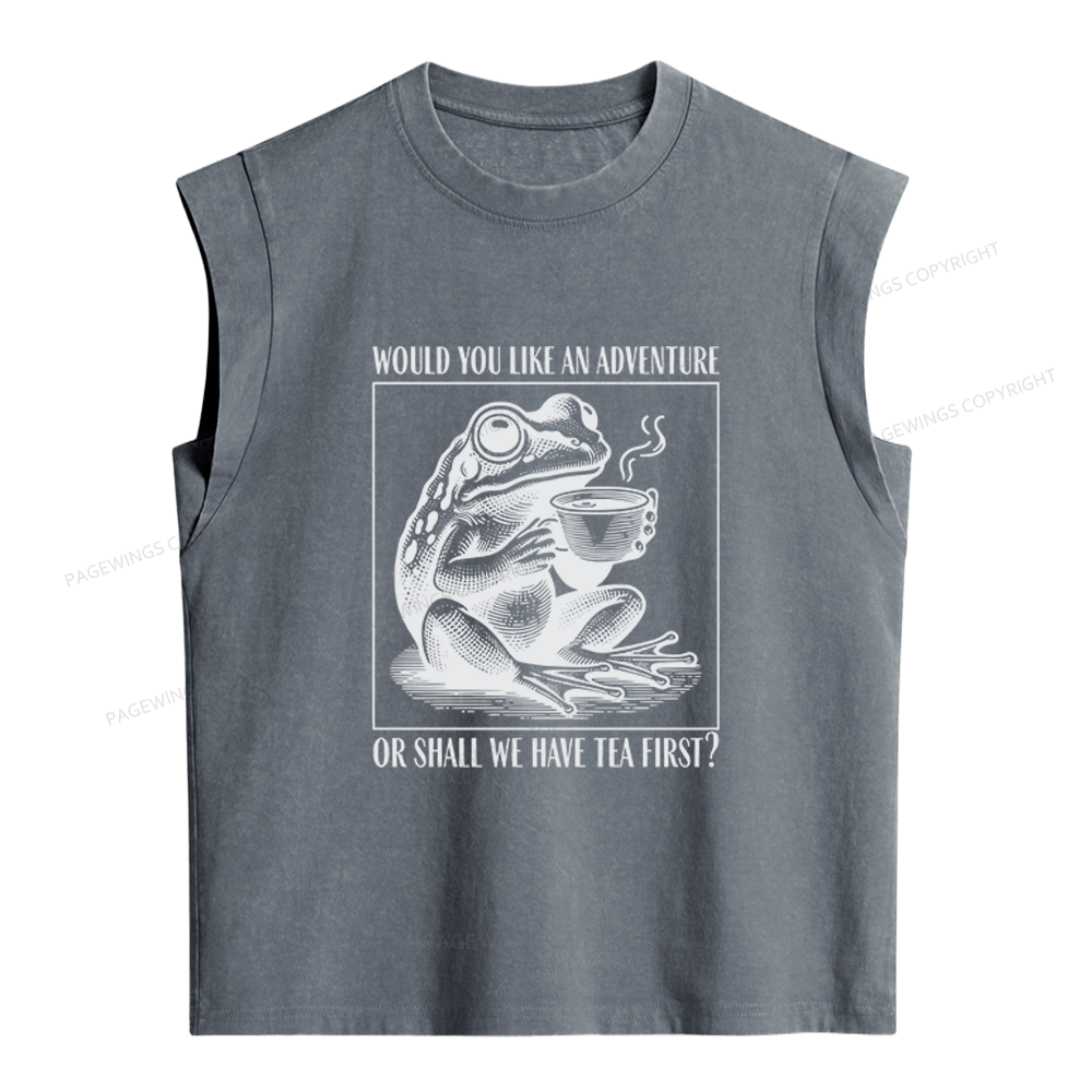 Pagewings Funny Frog Women's Washed Tank Top