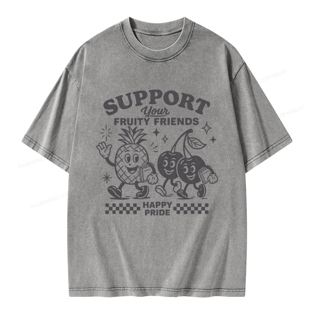Pagewings Fruity Friends Unisex Washed T-shirt