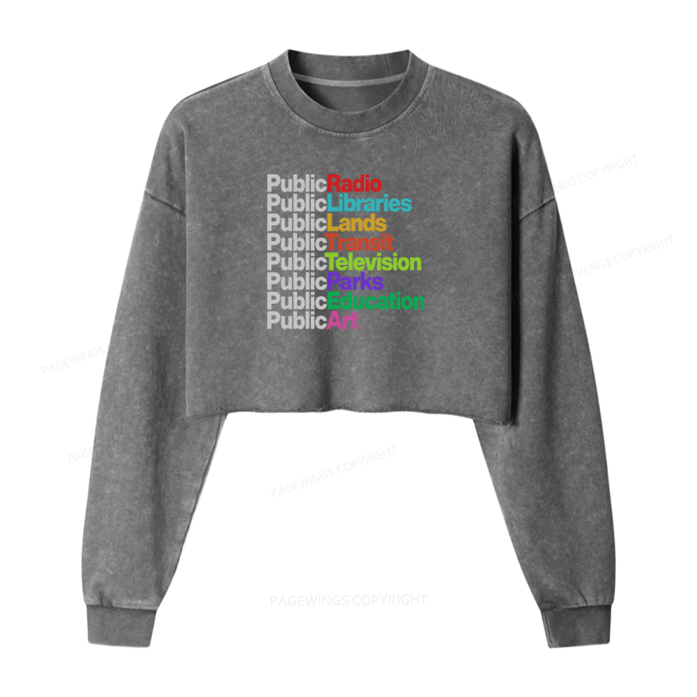Pagewings Public Libraries Washed Crop Sweatshirt