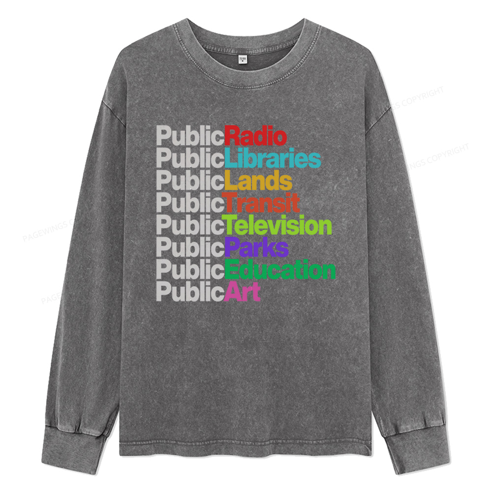 Pagewings Public Libraries Unisex Washed Long Sleeve T-shirt
