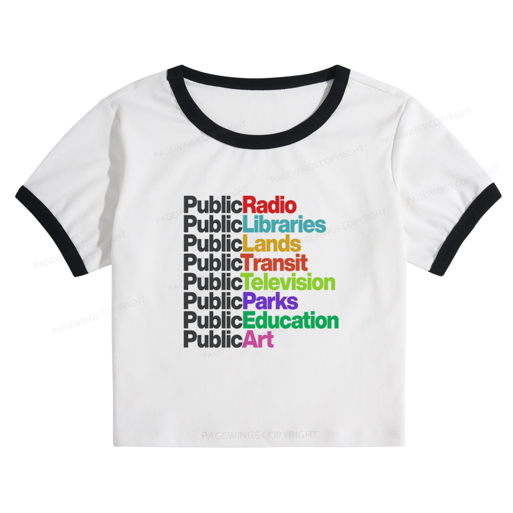 Pagewings Public Libraries Baby Tee Cropped Ringer T-Shirt 