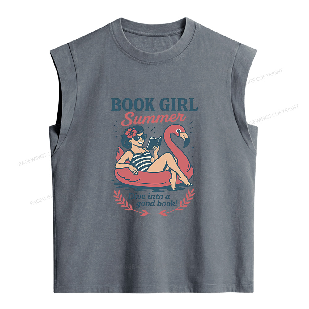 Pagewings Book Girl Summer Women's Washed Tank Top