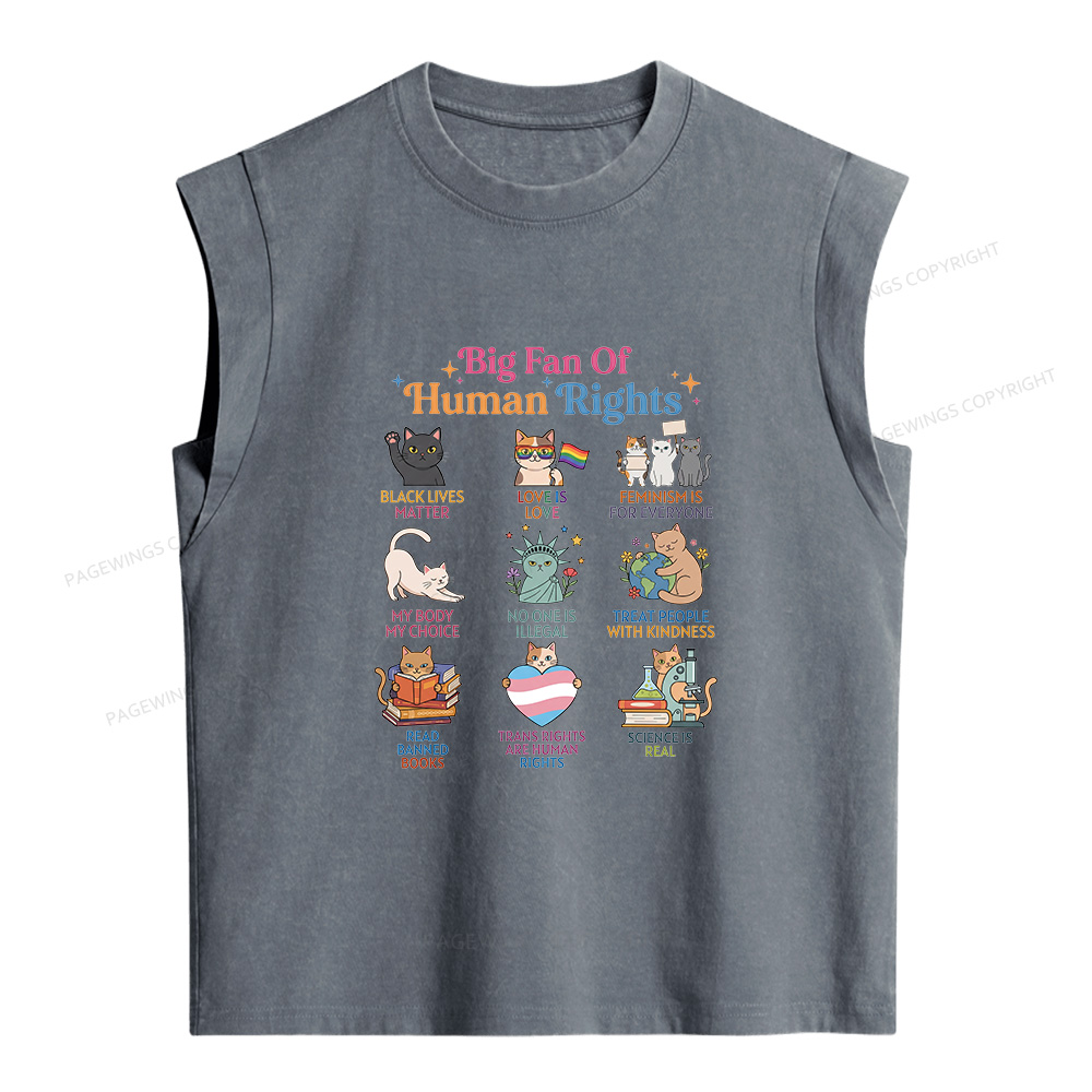 Pagewings Big Fan Of Human Rights Women's Washed Tank Top